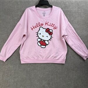 Hello Kitty Pink‎ Crewneck Sweatshirt Women's XL Sanrio Long Sleeve Pullover